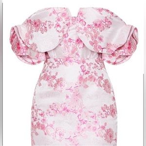 Pink V Bar Jacquard Bodycon Dress